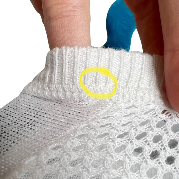 Tribal White Perforated Mesh Knit Round Neckline Blouse - Picture 10 of 10